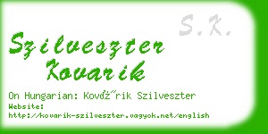 szilveszter kovarik business card